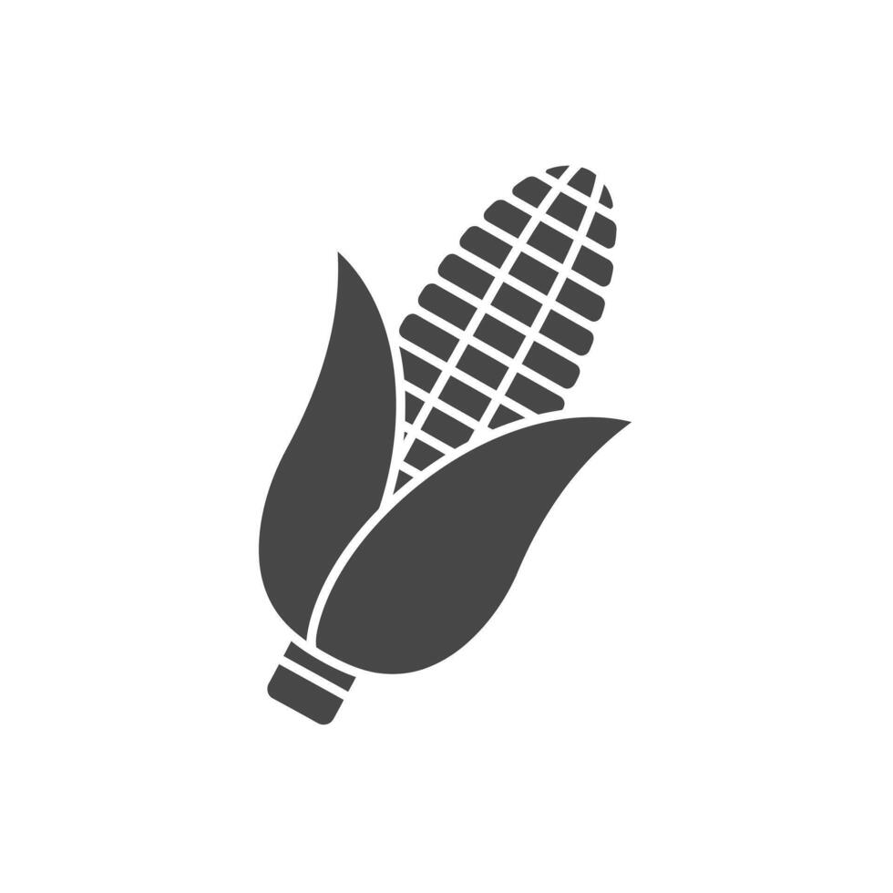 Solid icon of a corn cob with kernels representing a versatile and fiber rich vegetable vector