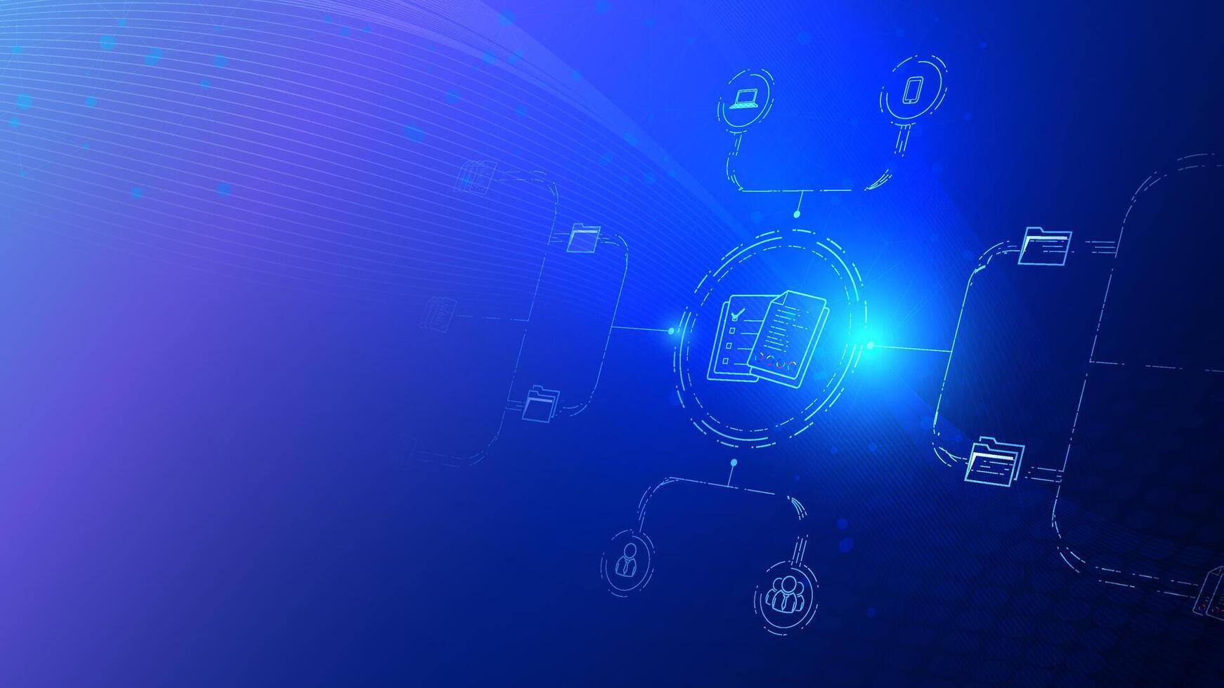 Cloud computing, database, and document storage are futuristic technologies background vector