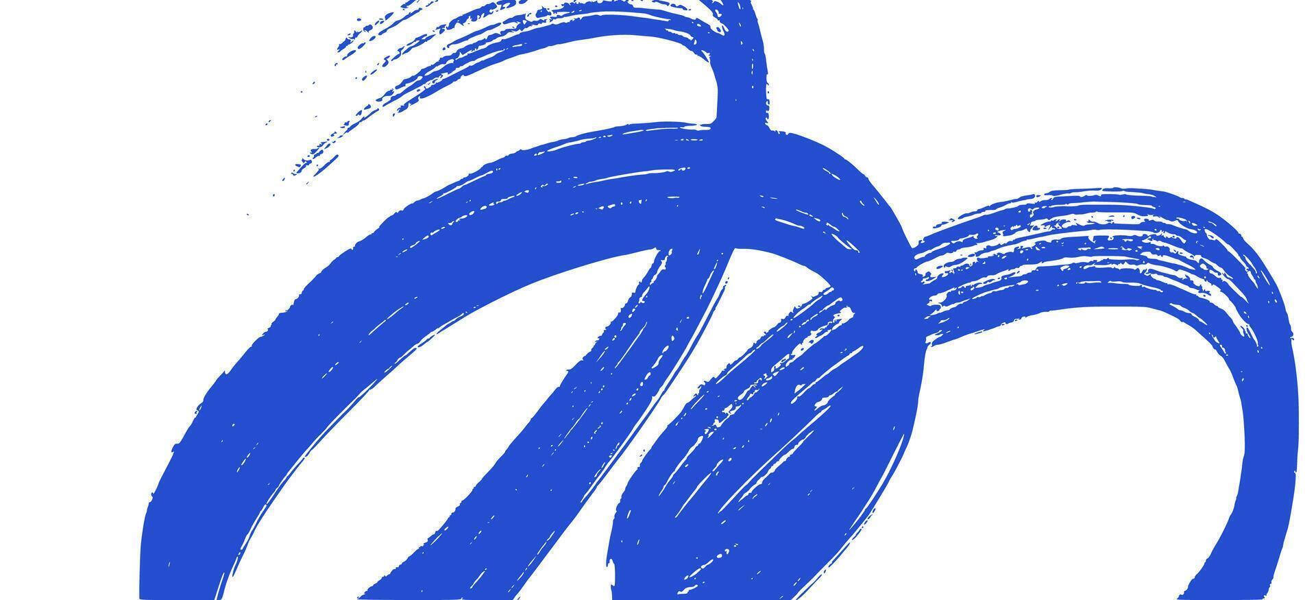 Abstract brush stroke in vivid blue color. Brush stroke design with textured lines and dynamic looped curves for creative background or decoration vector