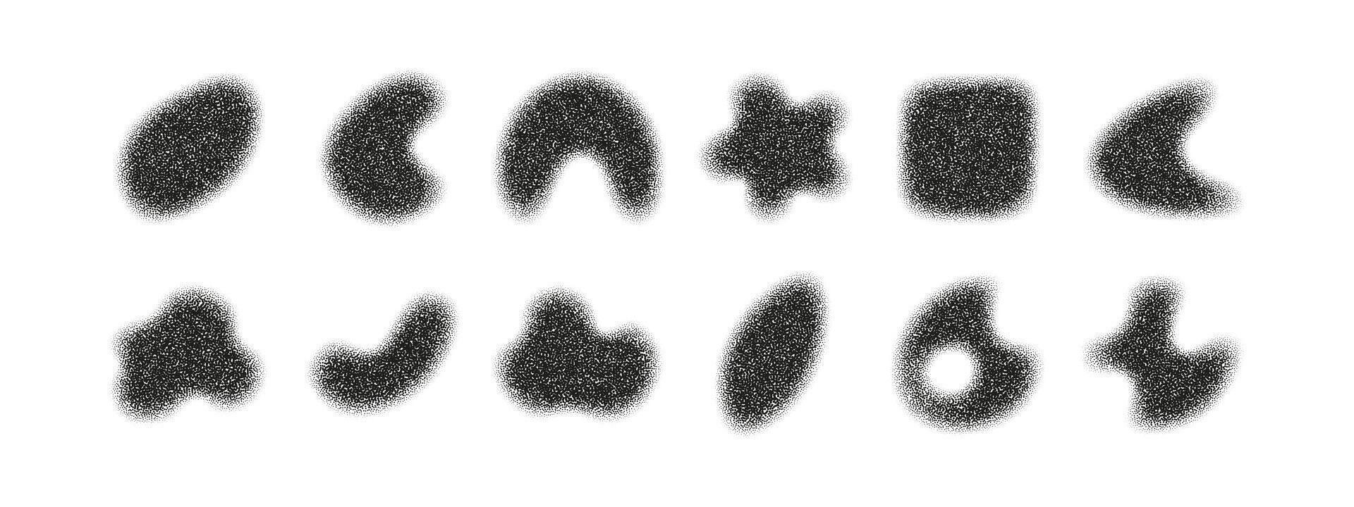 Abstract liquid shapes with grain texture. Organic blob forms for modern design, posters, web, UI and creative projects. Trendy isolated elements vector