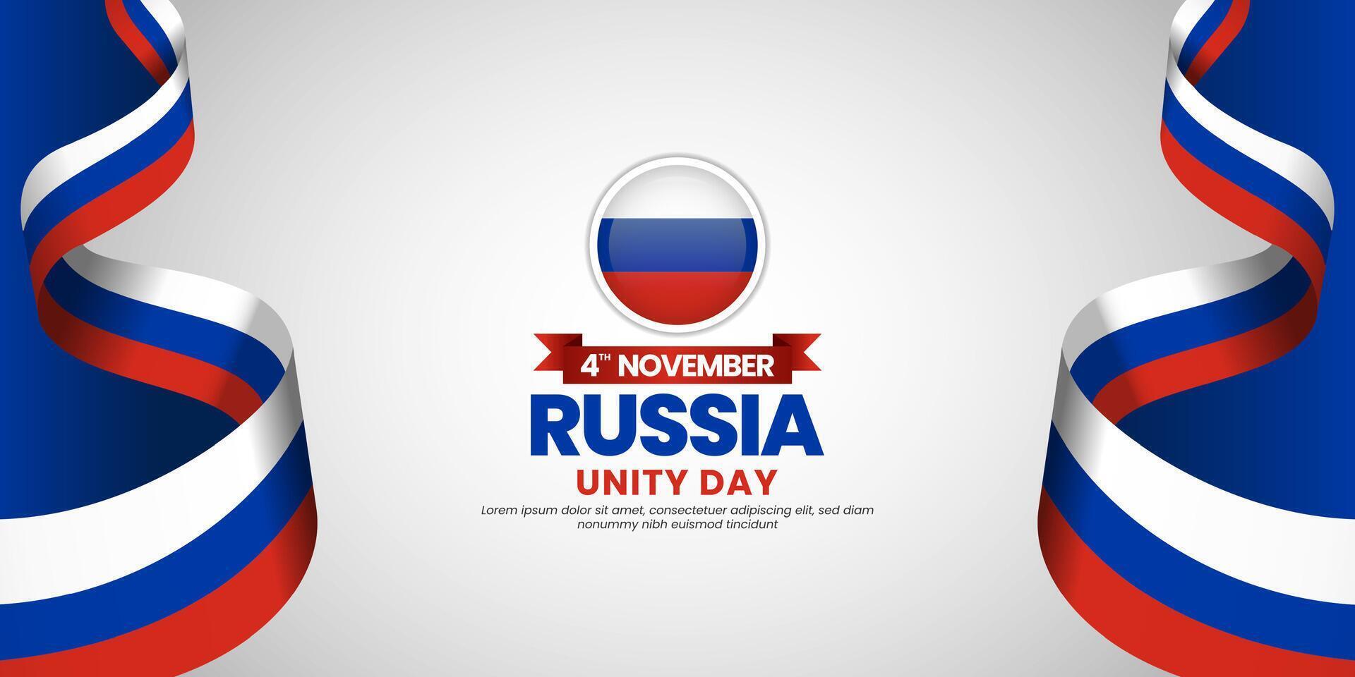 Russia unity day banner background 4th november design element with waving ribbon flag vector