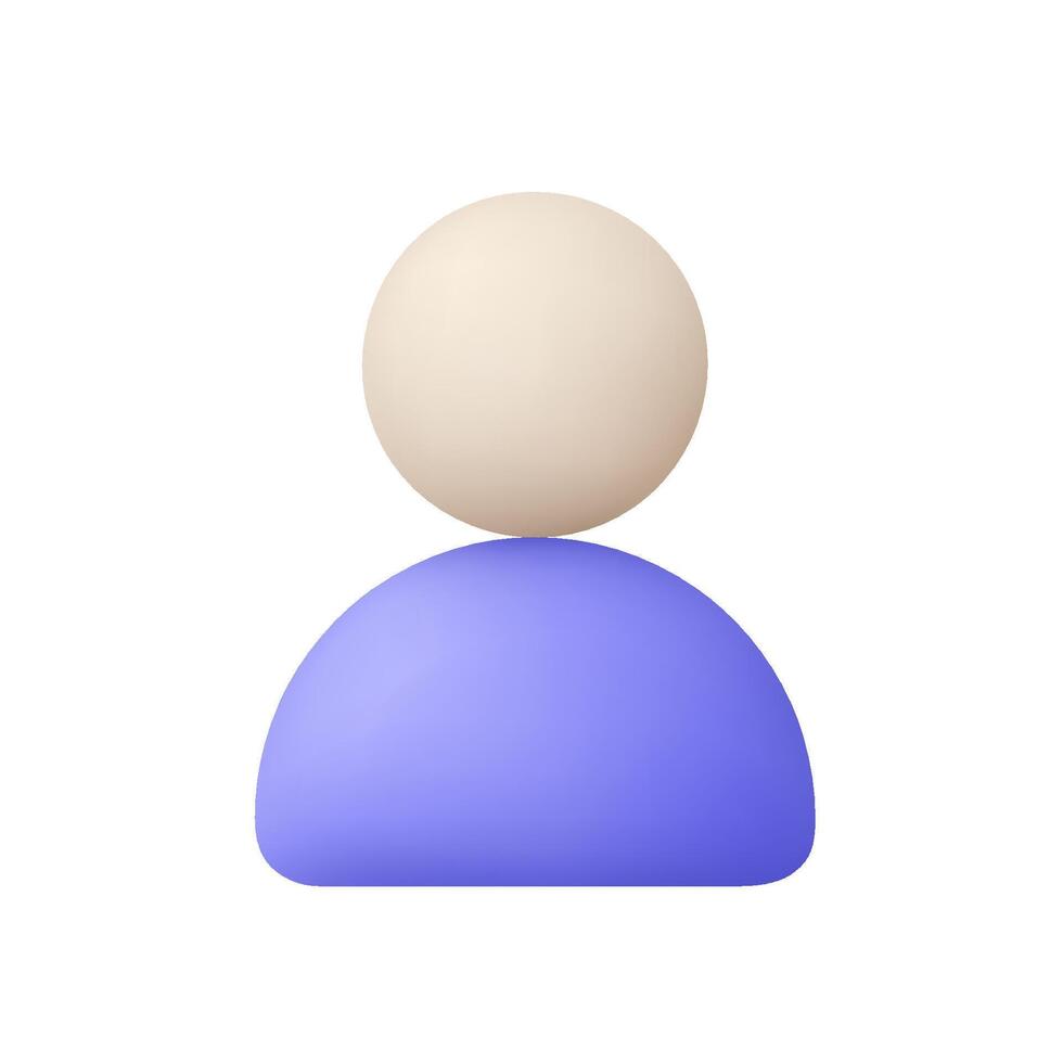 User profile icon with beige head and purple body, avatar symbol. User interface, account, profile, person and identity concept. 3d icon. Cartoon minimal style. vector