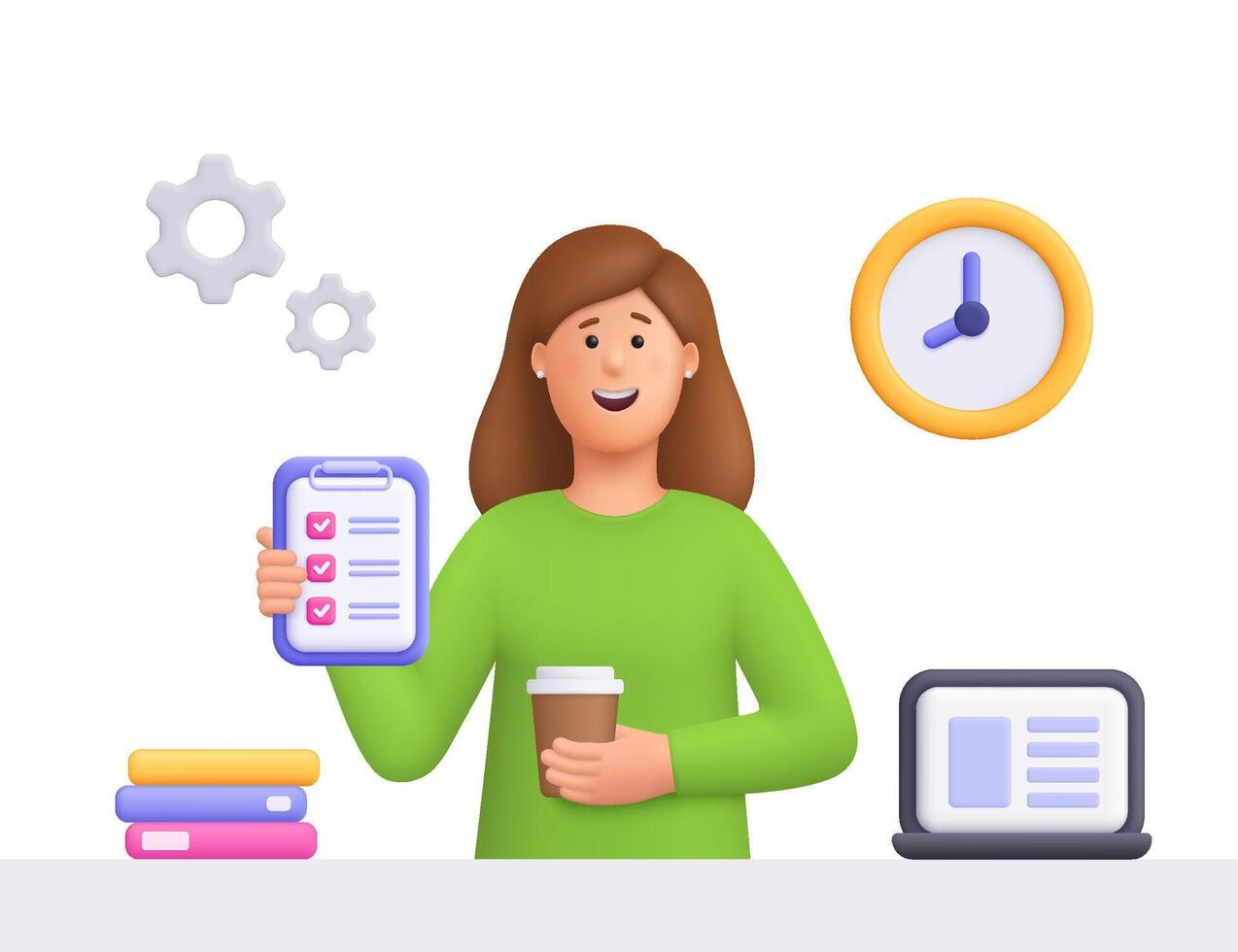 Person with checklist and coffee cup vector