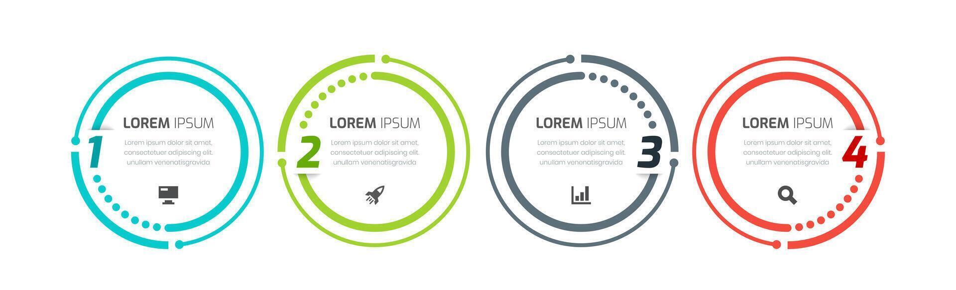 Business Infographic with Circle Lines, Icon and 4 Numbers. Suitable for Presentations, Workflow Layout. vector