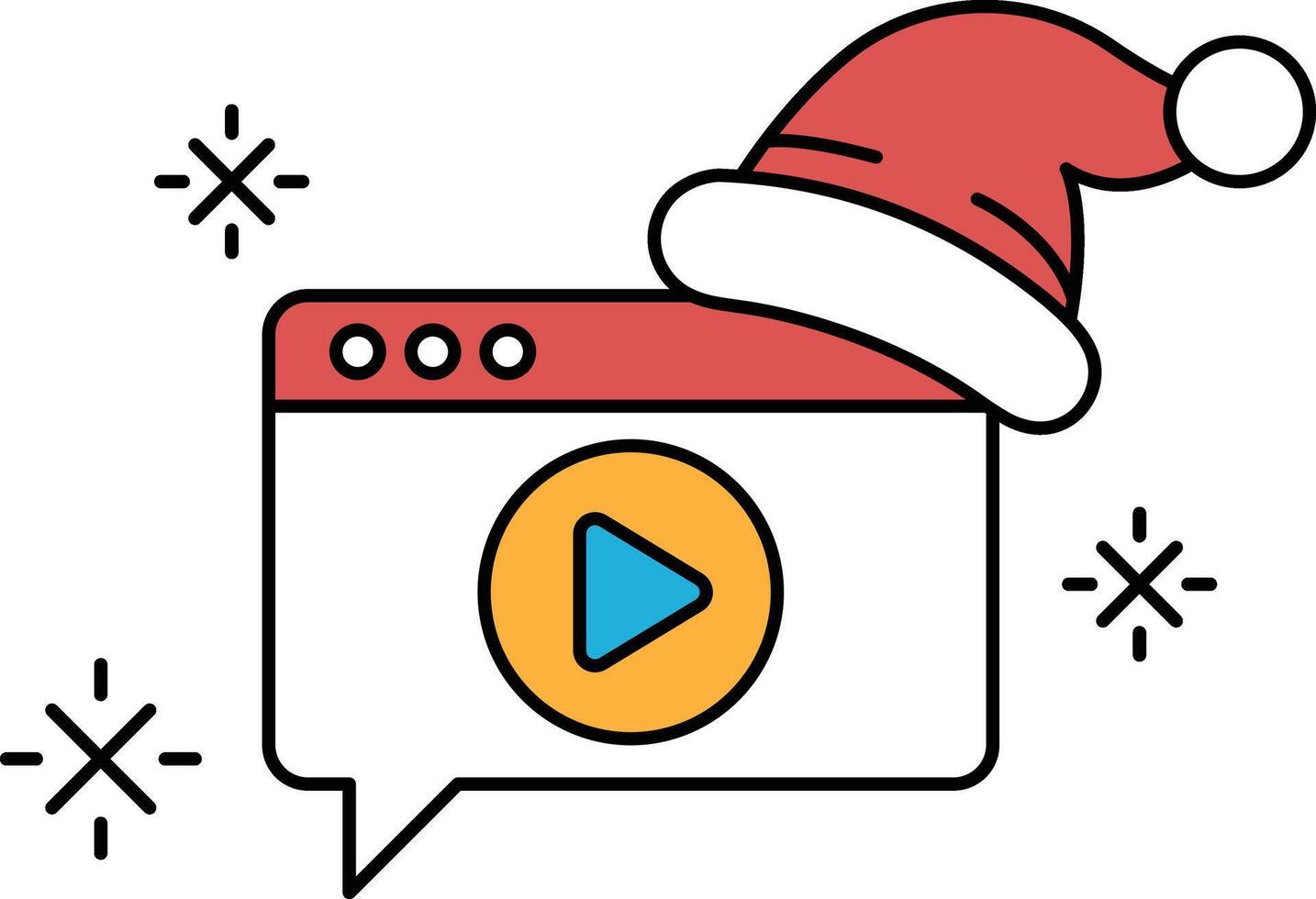 A black and white image of a computer screen with a Santa hat on top of it vector