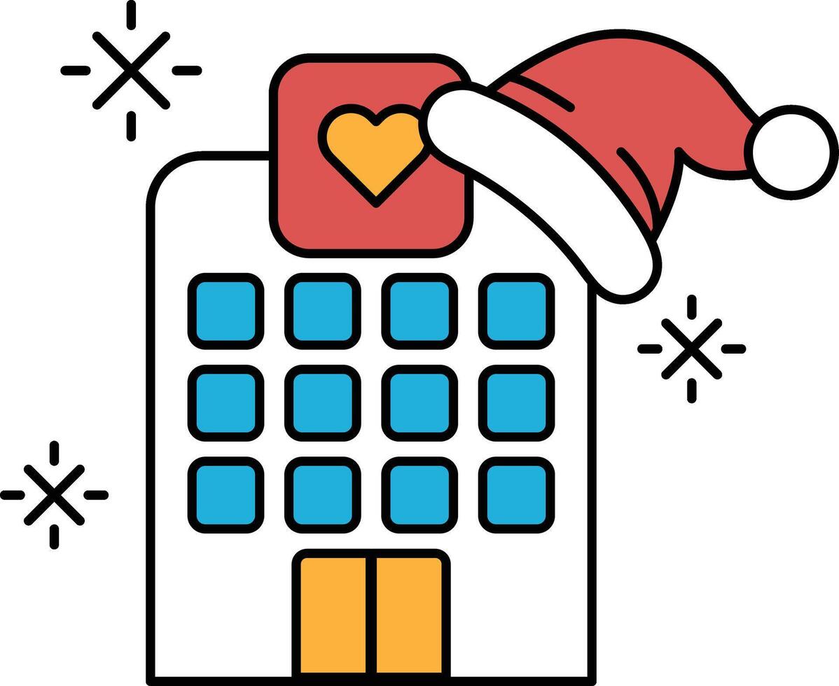 A building with a heart on it and a hat on top vector