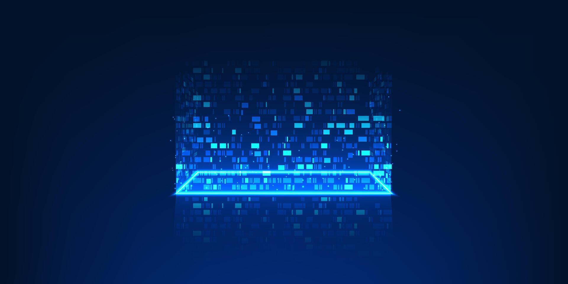 Futuristic layered square shapes representing technological structure, data layers, and digital innovation, showing the connection between each level of modern technology vector
