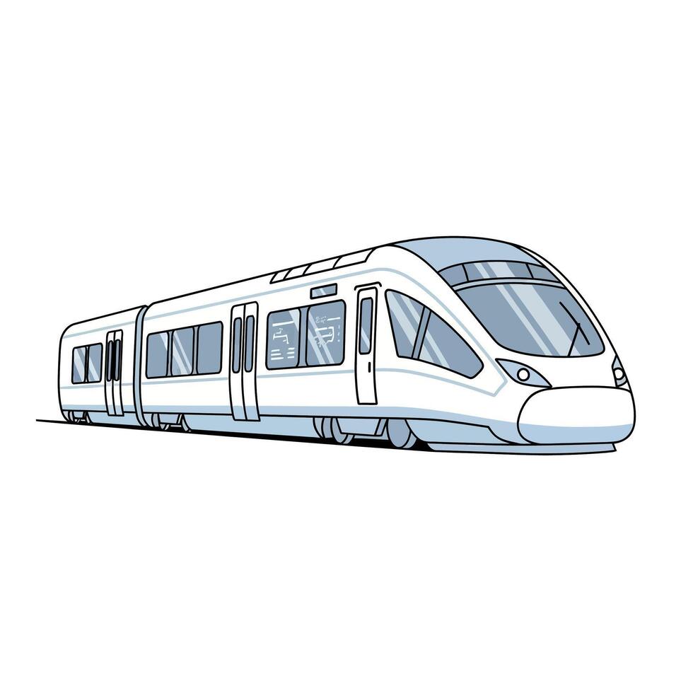 Modern Train Transportation Streamlined Design in Action on White Background - Speed and Efficiency vector