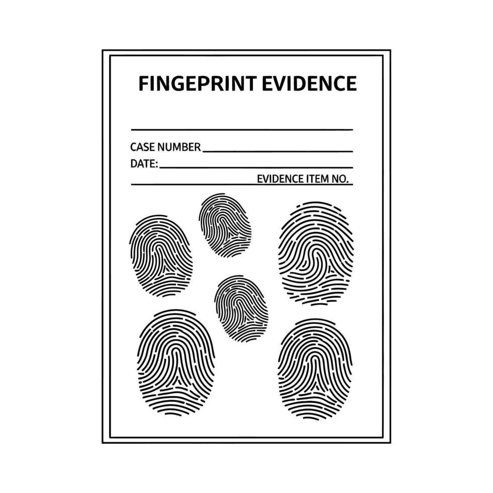 Fingerprint Evidence Sheet with Multiple Fingerprints for Identification and Forensic Analysis vector