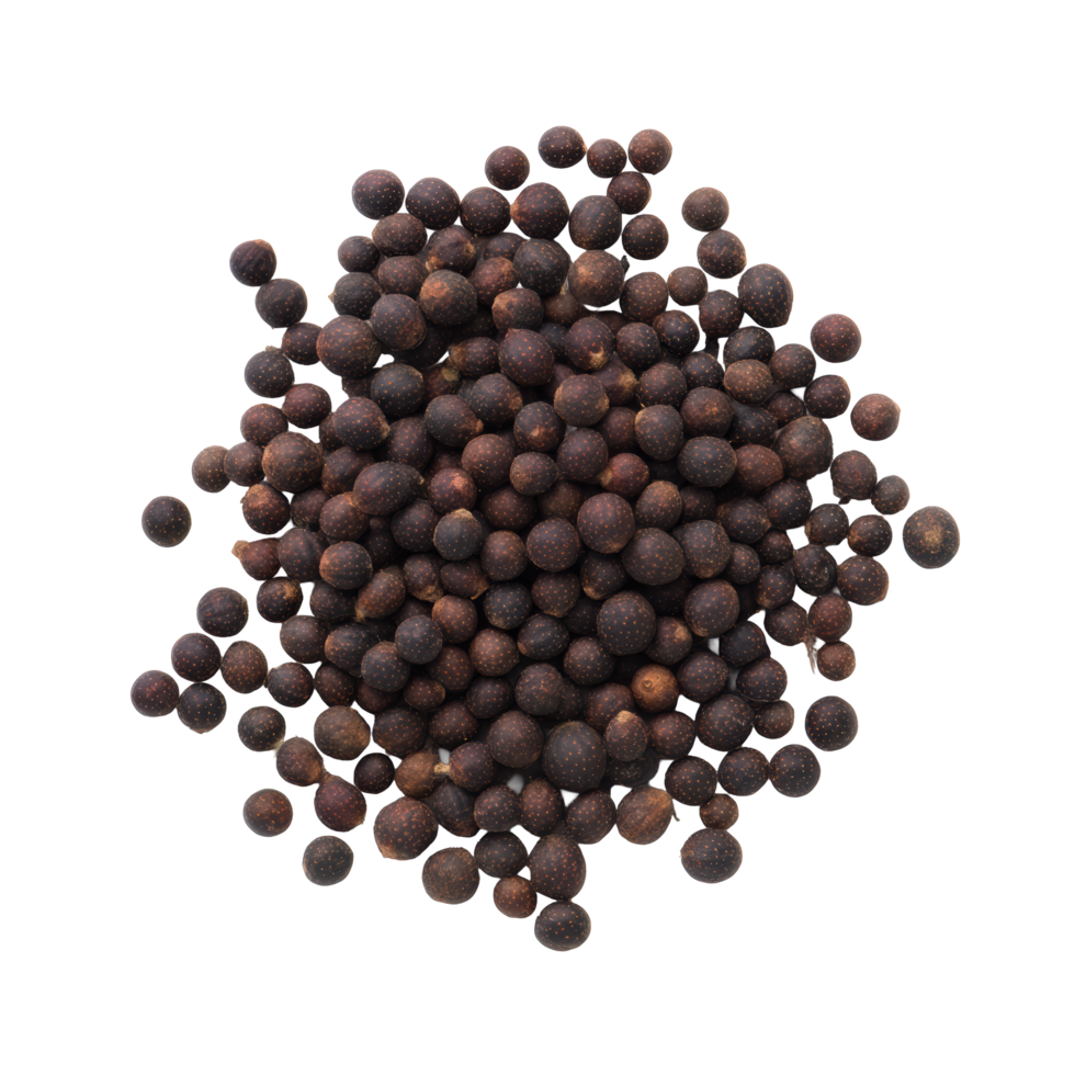 A heap of black peppercorns isolated on a transparent background, displaying their spherical shape and rough surface texture png