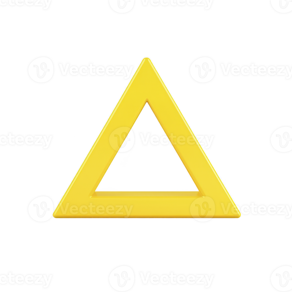 bright yellow triangular frame with hollow center, isolated on transparency background, showcasing minimalist geometric design png