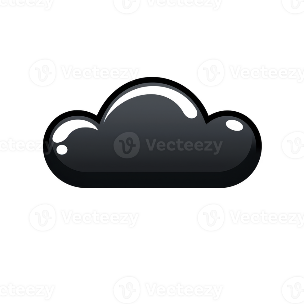 simple black cloud icon with minimalist design, featuring smooth curves and glossy finish, set against transparent background. This versatile symbol can represent weather, technology png