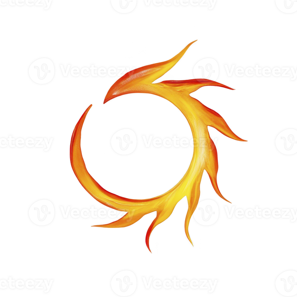 vibrant circular flame design with dynamic orange and yellow hues, creating energetic and fiery appearance. flames form continuous loop, symbolizing energy and movement png