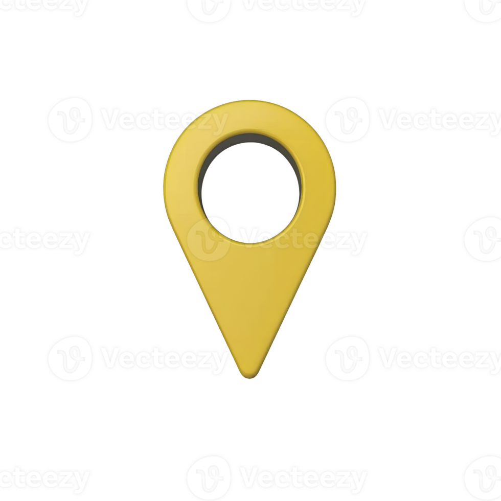 yellow 3D map pin icon is depicted, symbolizing location or navigation. pin is simple and modern, with circular top and pointed bottom, often used in digital maps png