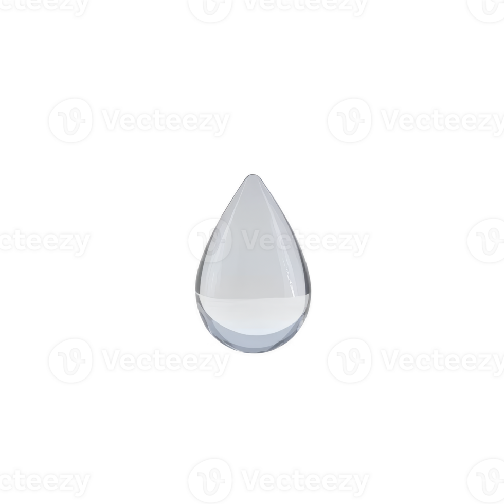 single, clear water droplet with reflective surface is isolated on transparency background, showcasing its purity and simplicity. droplet teardrop shape is accentuated by light reflection png