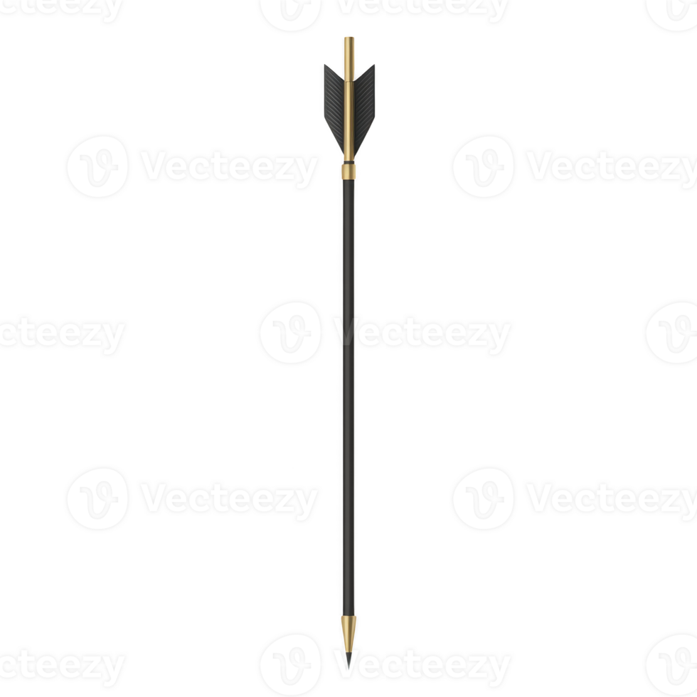 sleek black and gold pen designed to resemble arrow, featuring pointed tip and feather like details at end, perfect for adding touch of elegance to writing tasks png
