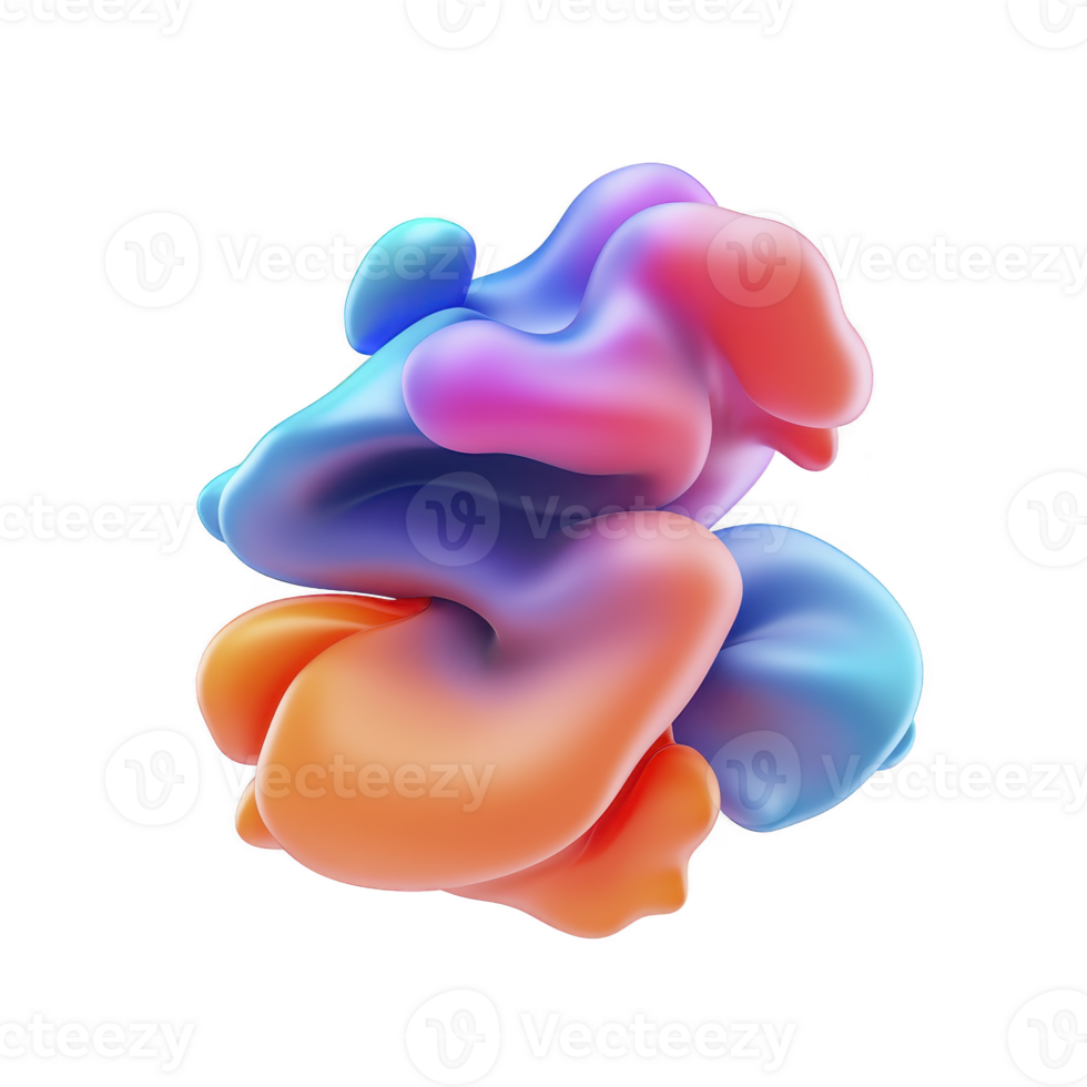 vibrant, abstract 3D shape with smooth, flowing curves in shades of blue, orange, and pink, creating dynamic and colorful visual effect png