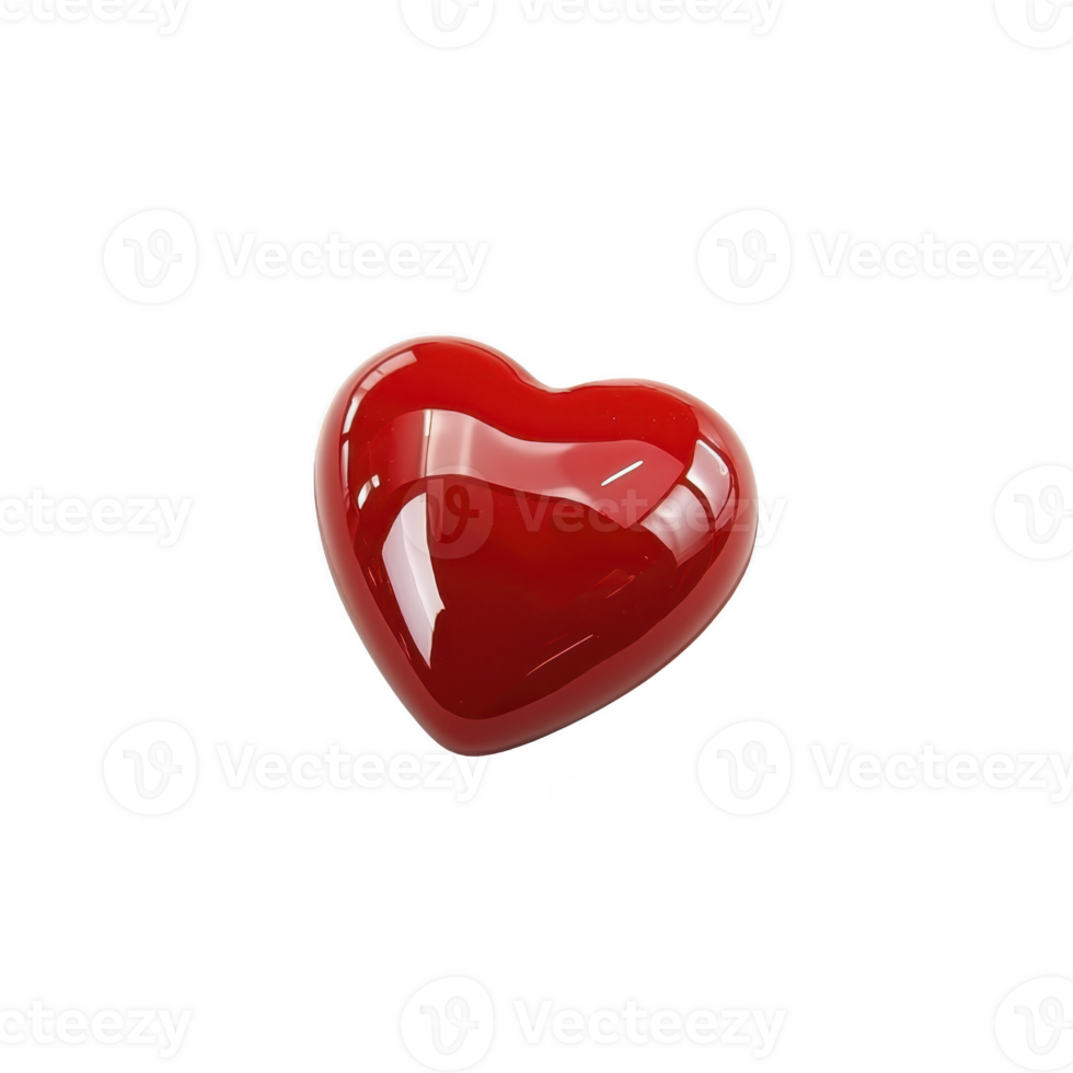 brilhante vermelho coração em forma objeto com lustroso terminar, simbolizando amor e afeição. suave superfície reflete luz, criando vibrante e olho pegando aparência png