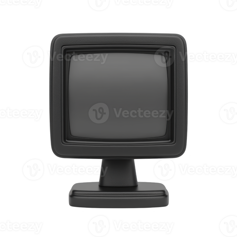 vintage Preto crt monitor com quadrado tela e robusto base, evocando nostalgia para retro tecnologia. Projeto é simples e clássico, reminiscente do cedo computador configurações png