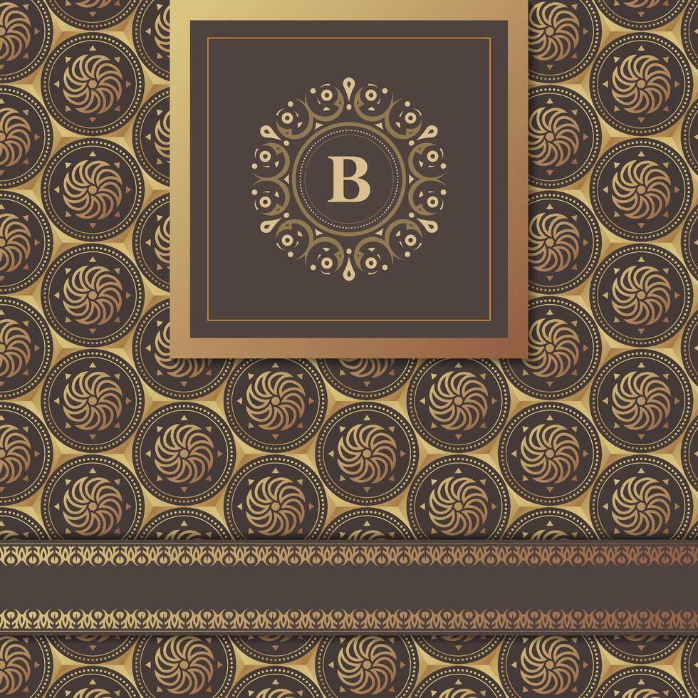 Gold patterned background with initials vector
