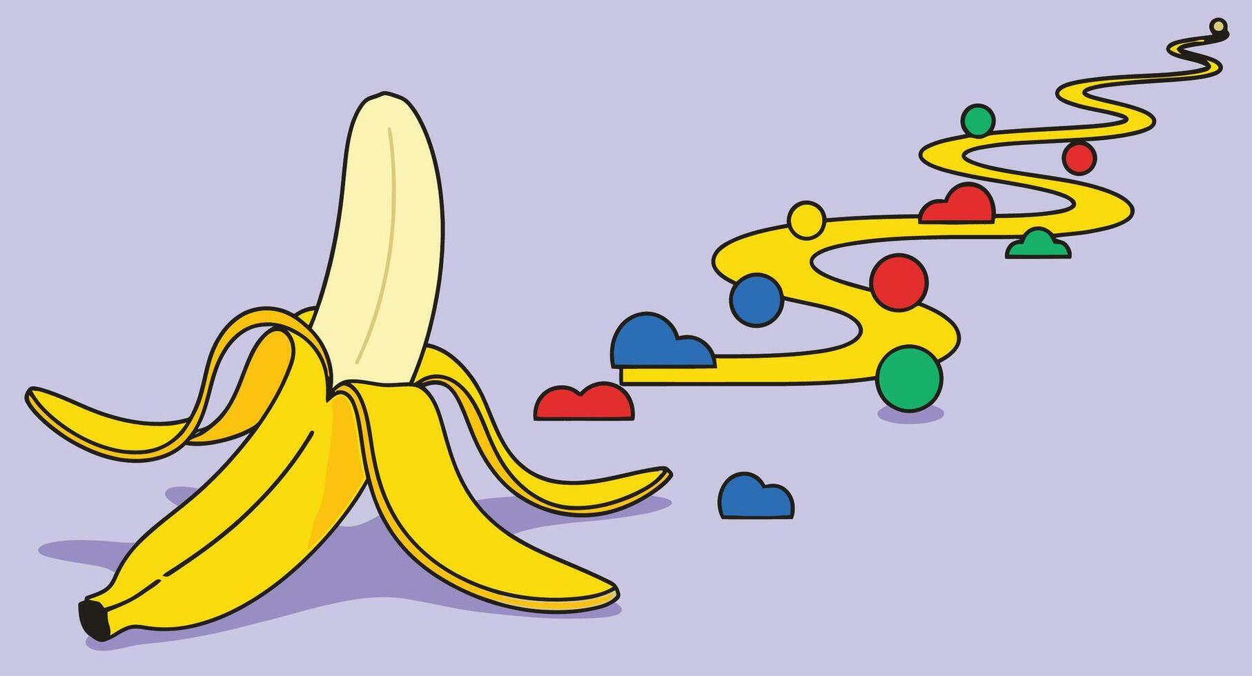Surreal Banana Path to Colorful Abstraction vector