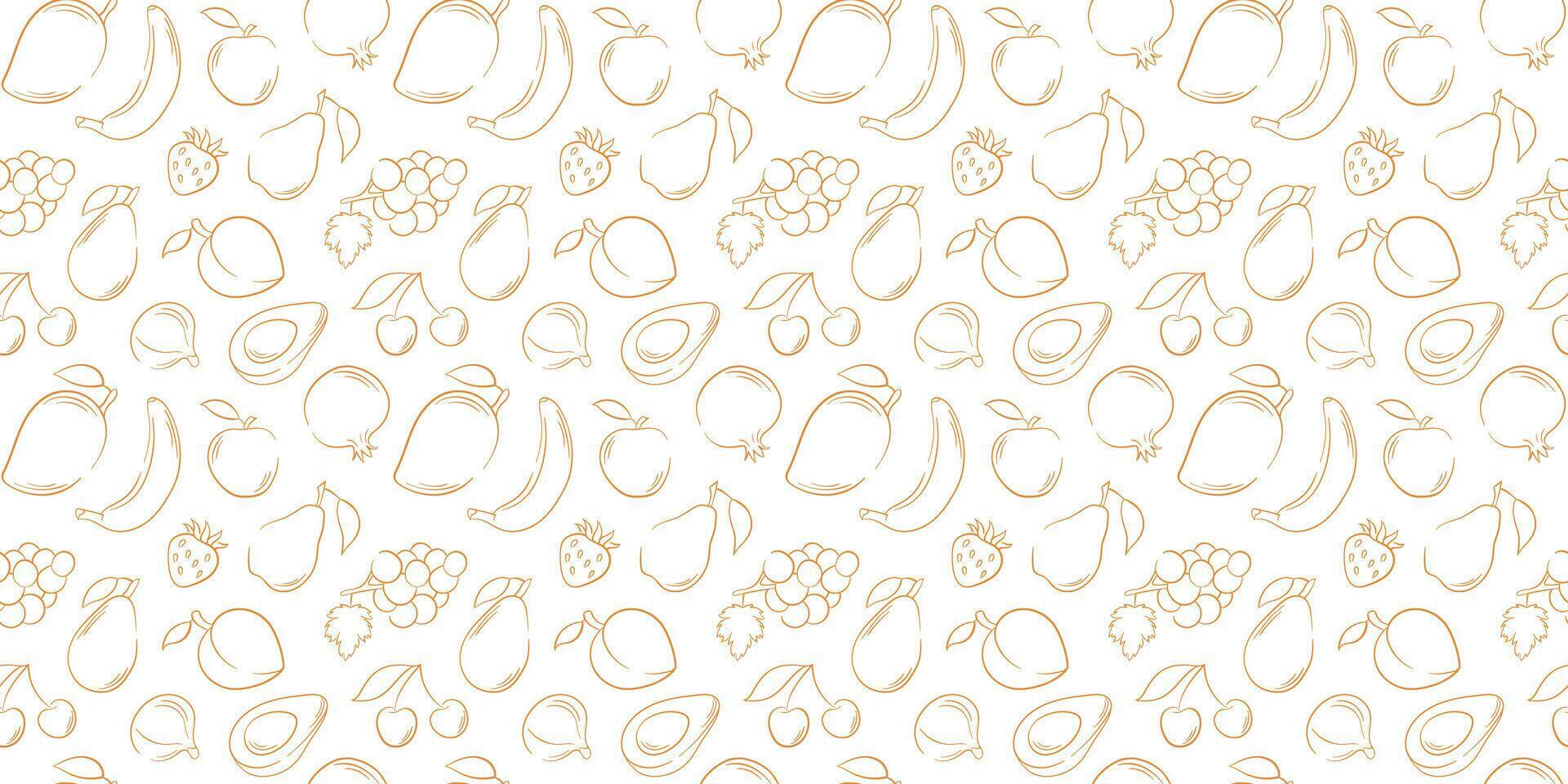 Seamless pattern with fruit in line art style. Design for wrapping paper, textile, print, fabric, wallpaper. vector