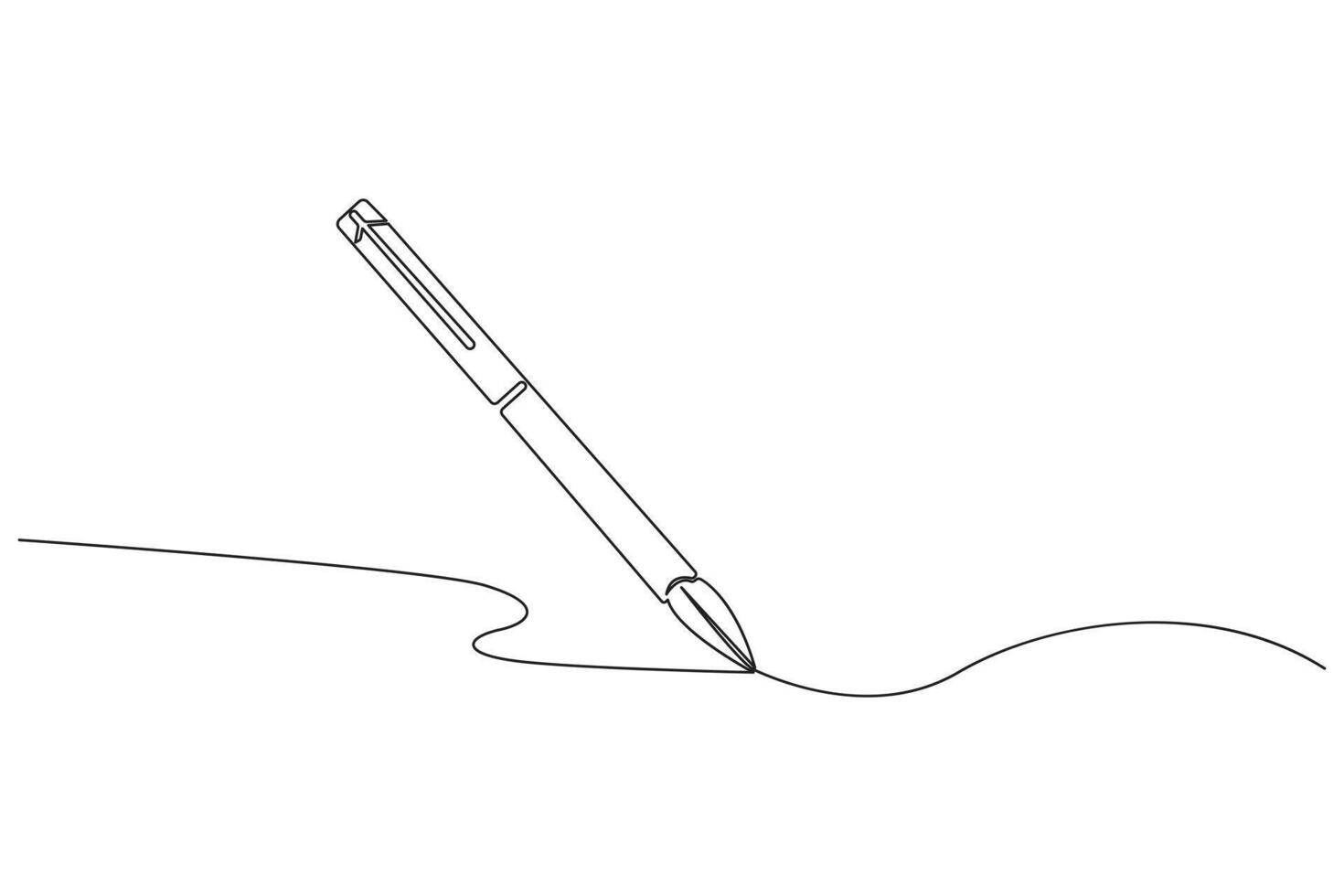 Elegant pen sketching a curved line in modern single line art style on white background vector