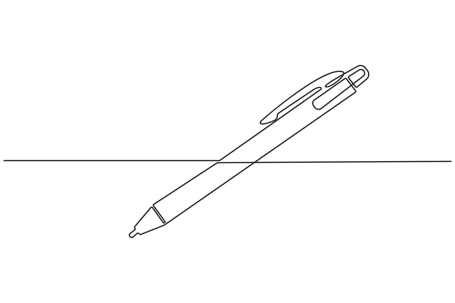 Continuous line drawing of a ballpoint pen in motion creating a simple flowing stroke vector
