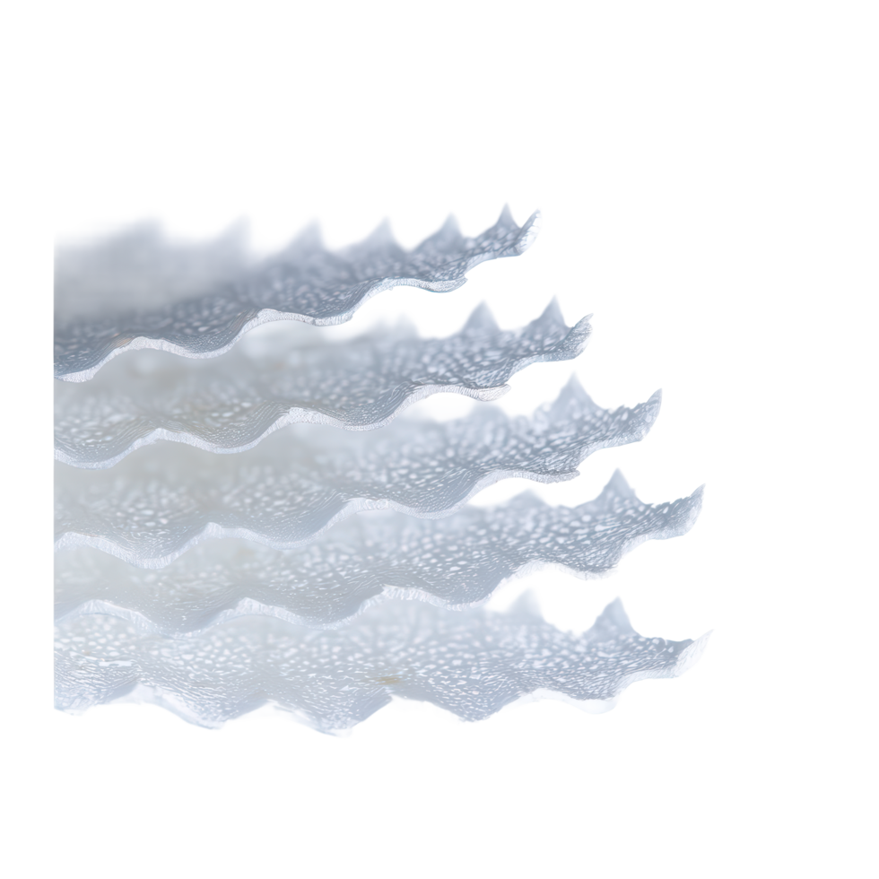 Closeup abstract texture of layered wavy lines with a soft focus effect, isolated on transparent background png