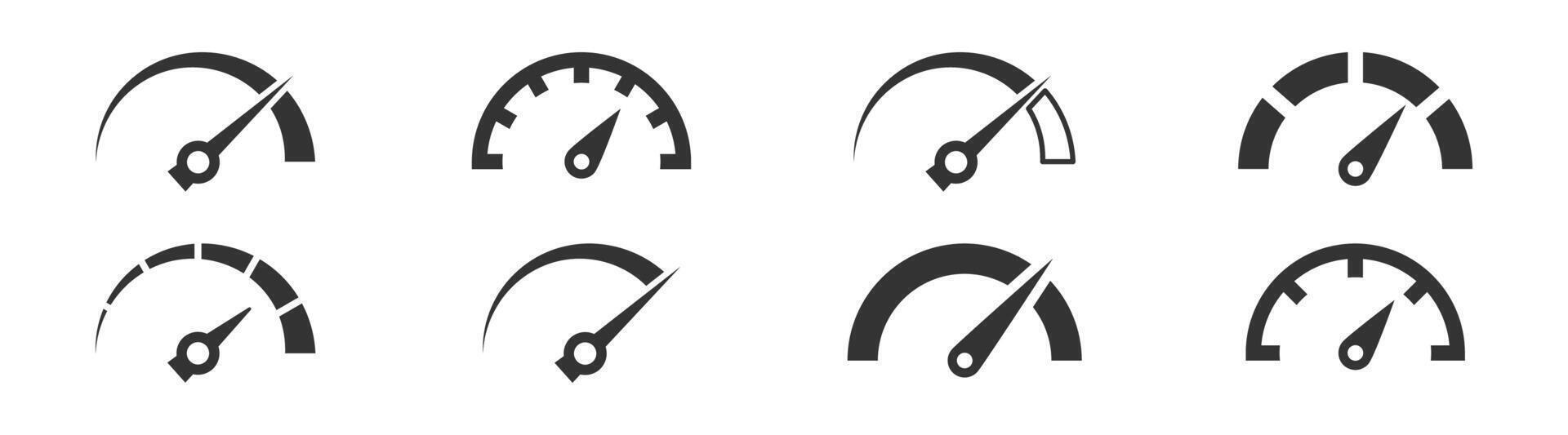 Set of speedometer, tachometer icons. Dashboard speedometer icons. Performance indicator sign vector