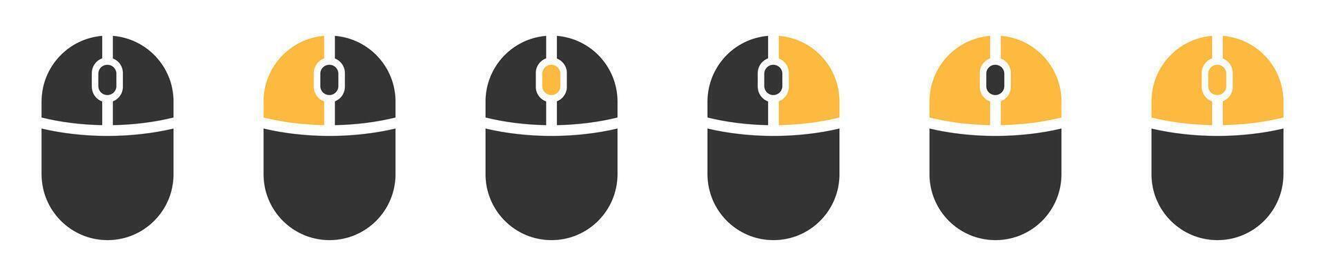 Computer mouse icon set. Pressing different mouse buttons. PC cursor icons vector