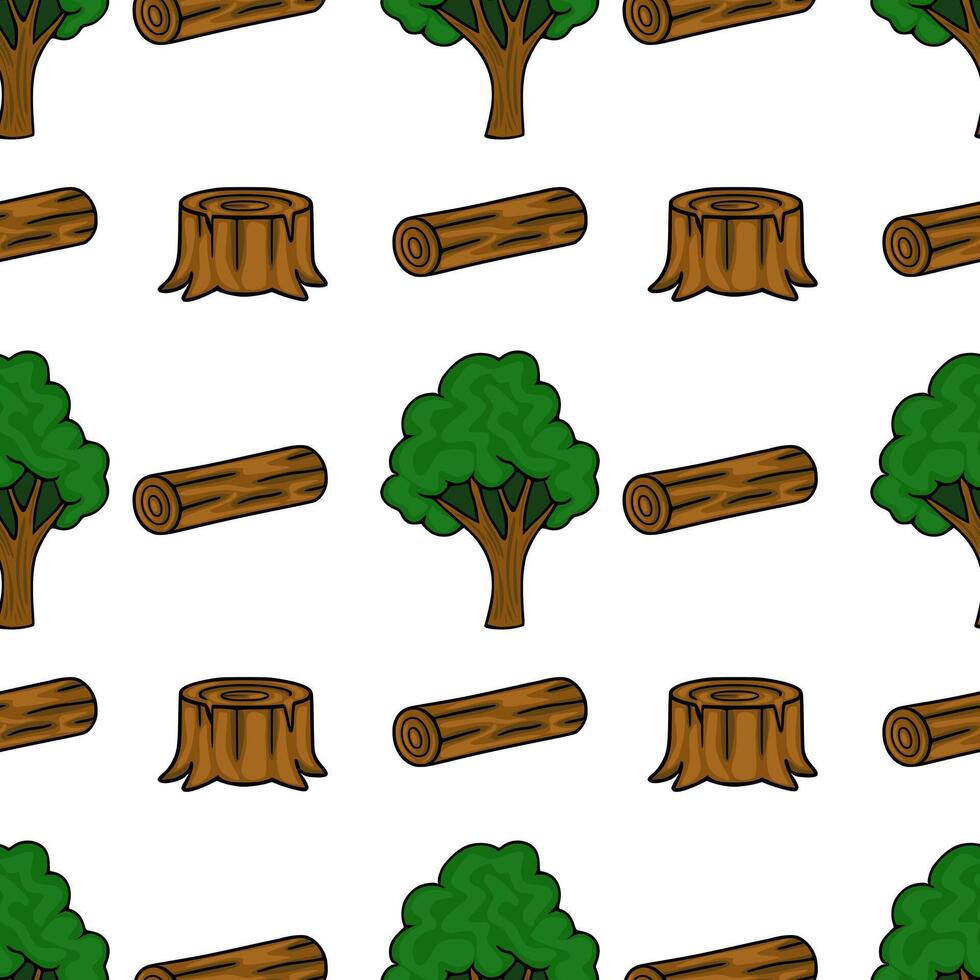Tree and log pattern design illustration vector