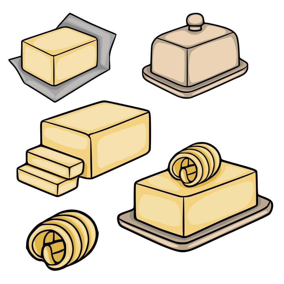 Different types of butter varieties collection vector