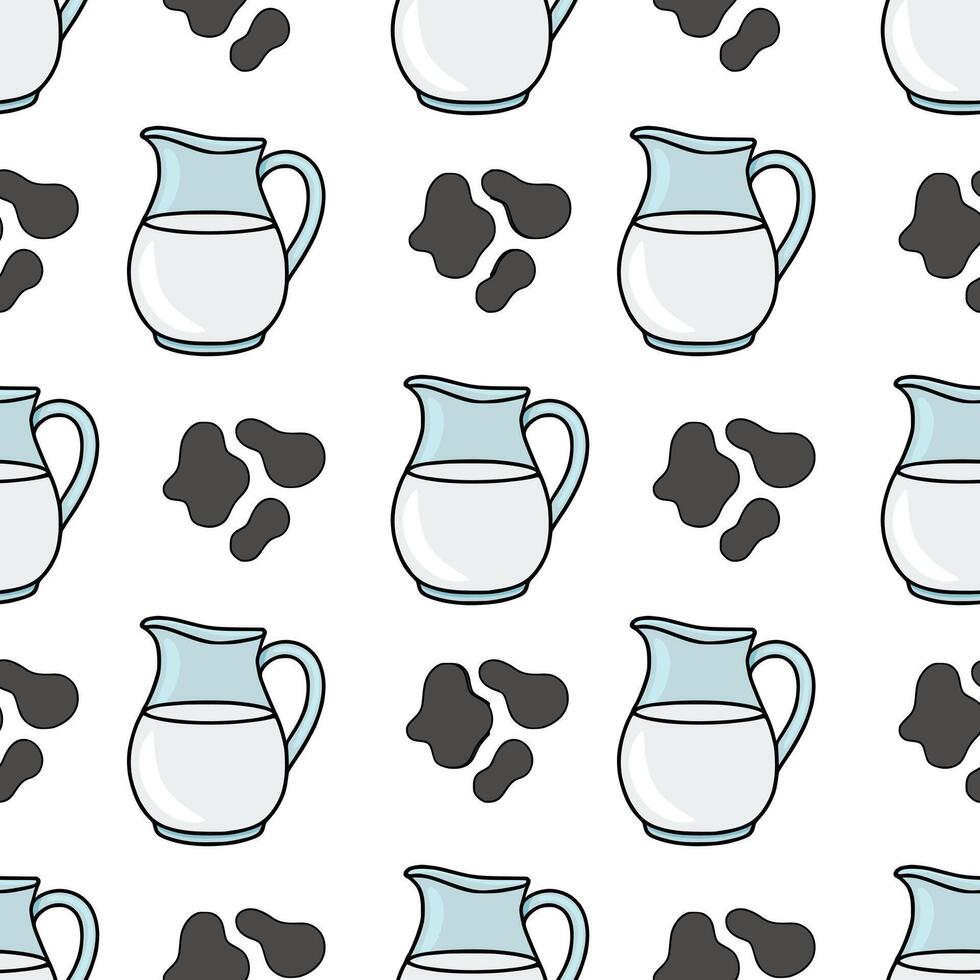 Milk pitchers with cow patterns vector