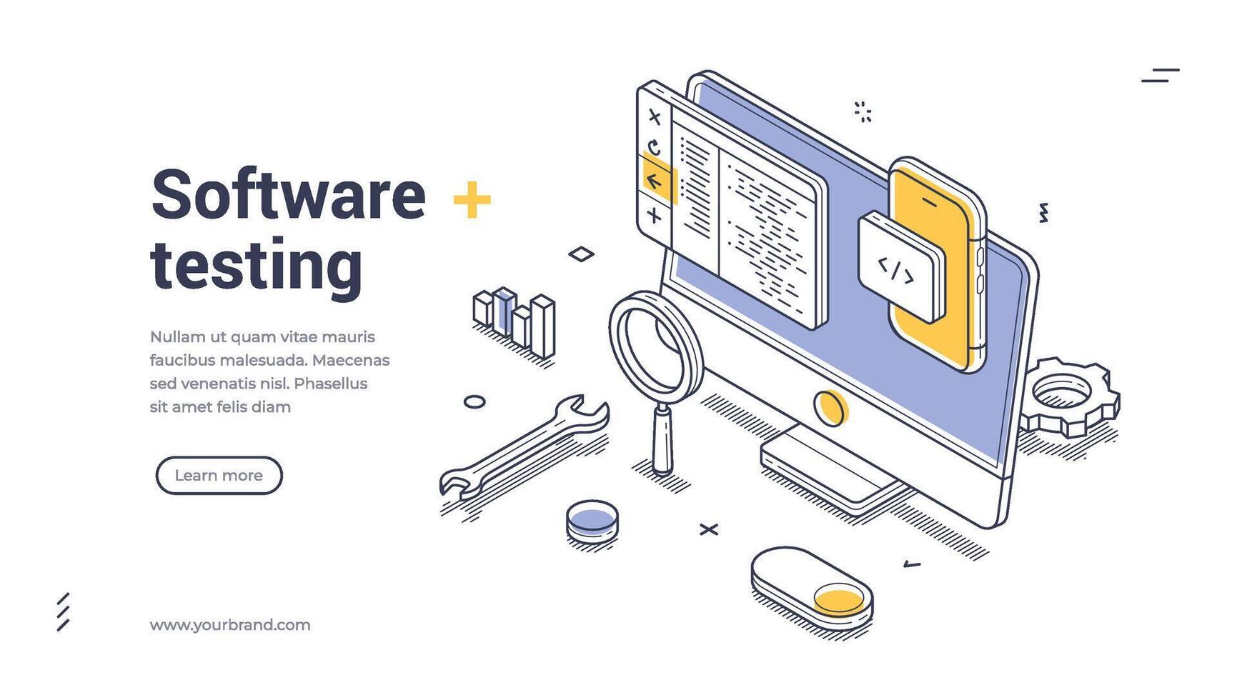 Illustration of software testing process vector