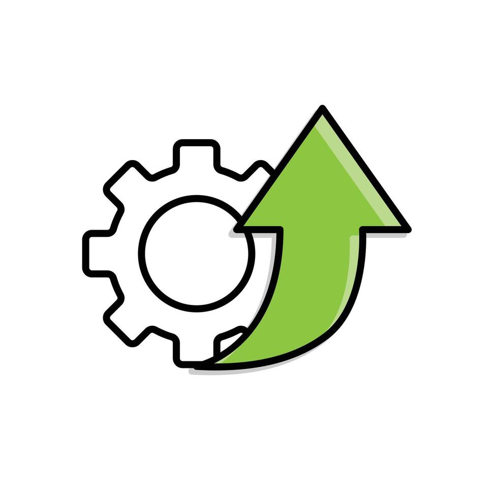 Automation icon. AI. Gear with an upward arrow. automatic, manager, web. Mixed design style. vector