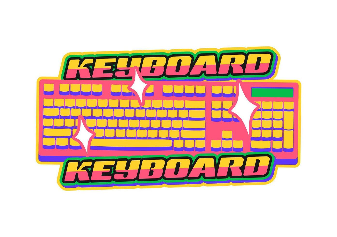 Computer keyboard Y2K groovy sticker or patch vector