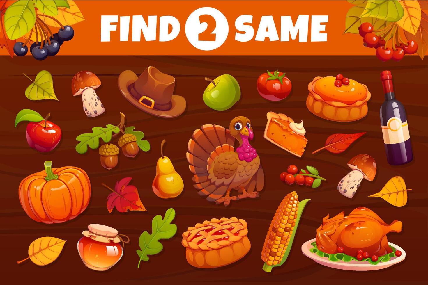 Thanksgiving objects find 2 same game vector