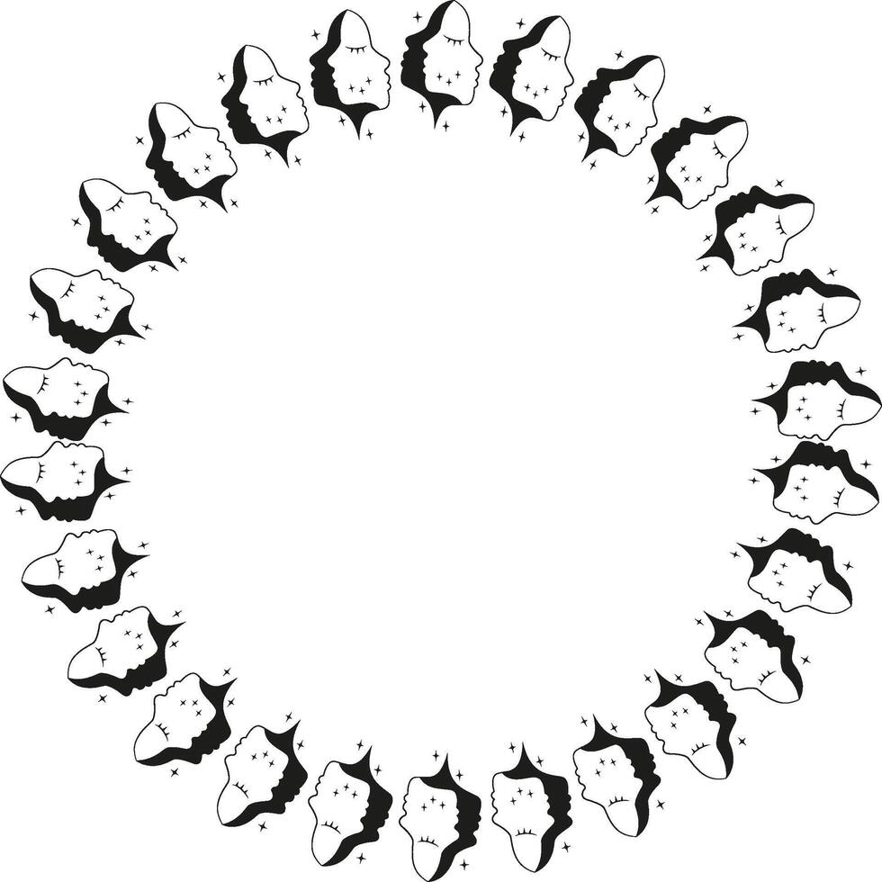 Woman face witchcraft frame. Halloween template. Simple template element for design vector