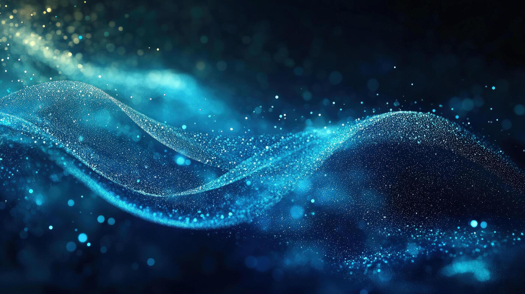 Swirling light streams in deep blue gradients create an abstract, glittering wave pattern photo