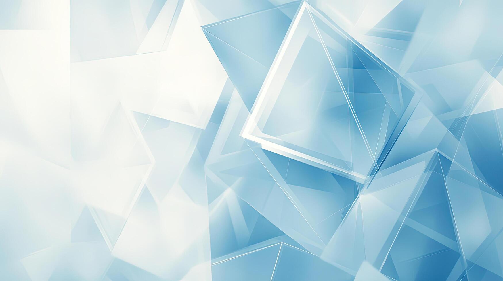 Light reflects off overlapping transparent blue geometric shapes, creating an abstract crystal background photo