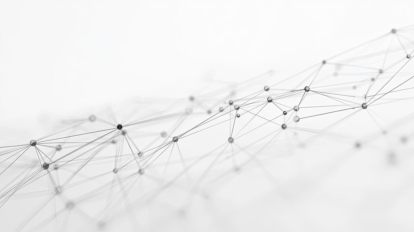 Connected gray spheres form a complex network against a bright white background, creating depth photo