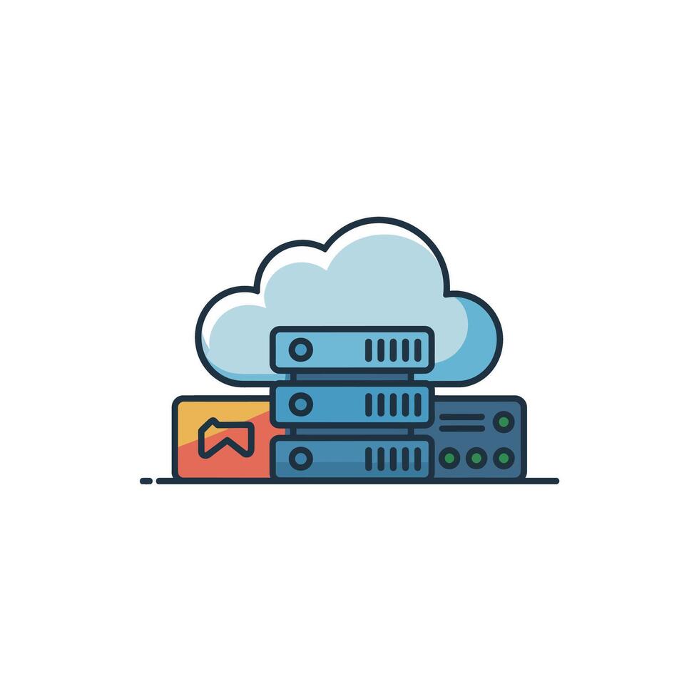 Cloud Server Data Storage Network Connection with Modern Iconography and Clean Design vector