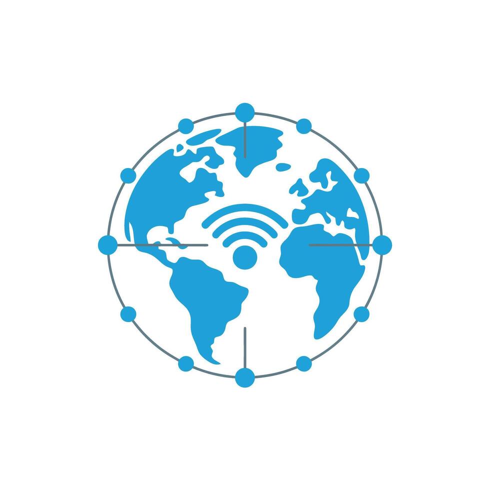 Global connectivity with wireless technology concept for worldwide communication access and innovation vector