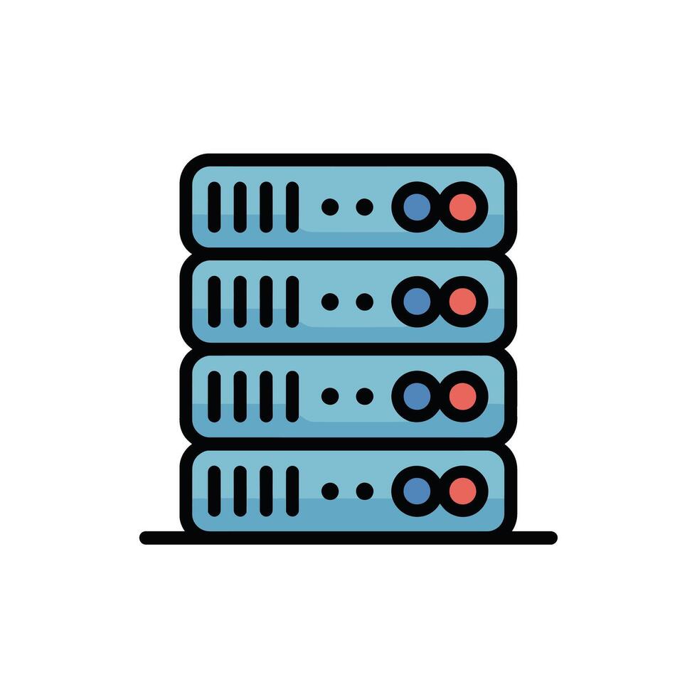 Data Storage Server Stack with Servers and Lights Communication Connection Network Infrastructure vector