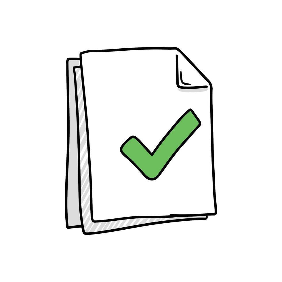 Simple illustration of a document with a green check mark vector