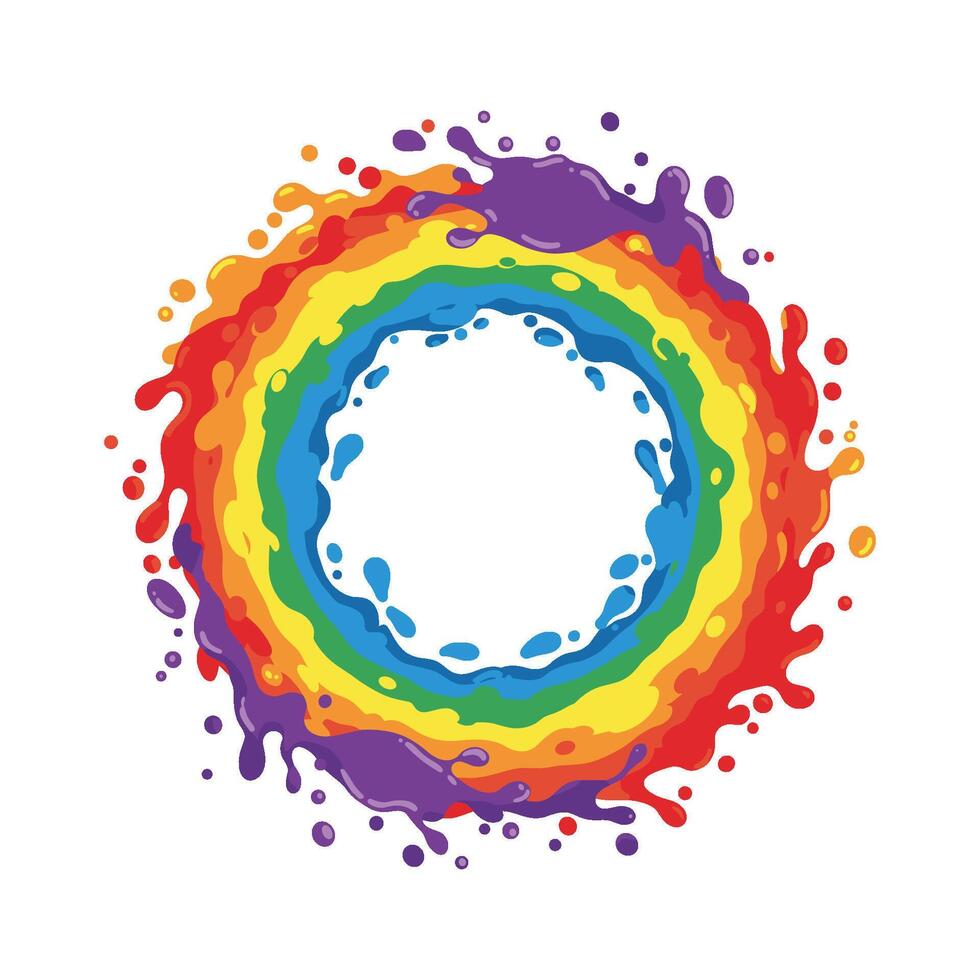 Colorful splash circle vibrant rainbow paint design with dynamic flowing patterns vector