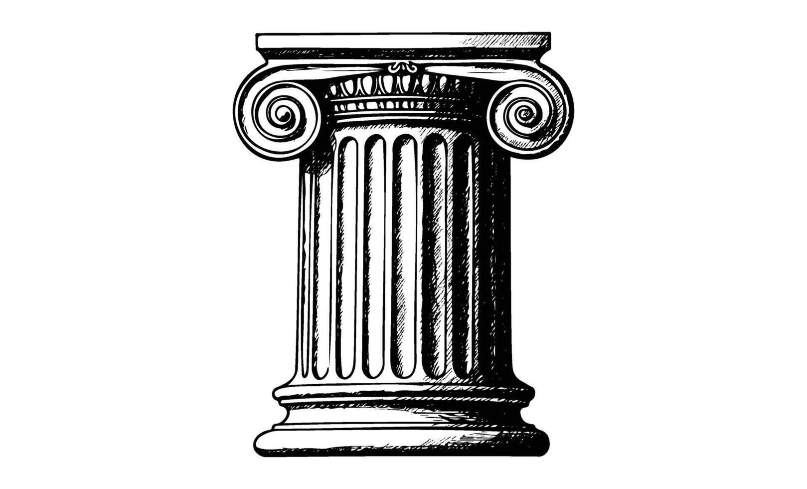 Intricate ancient ionic column capital with scrolls and fluting details vector