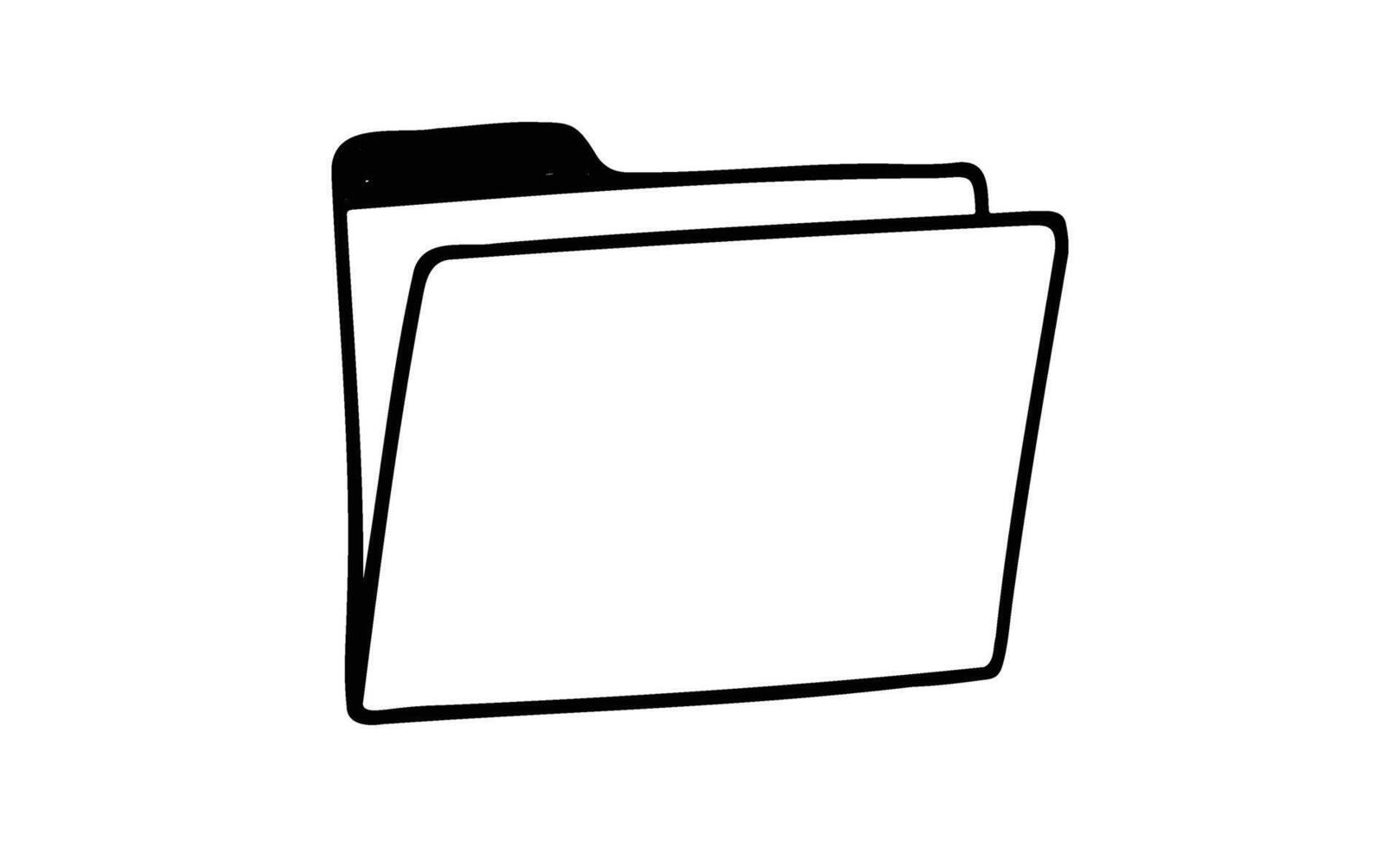 Simple black and white line drawing of an open file folder vector