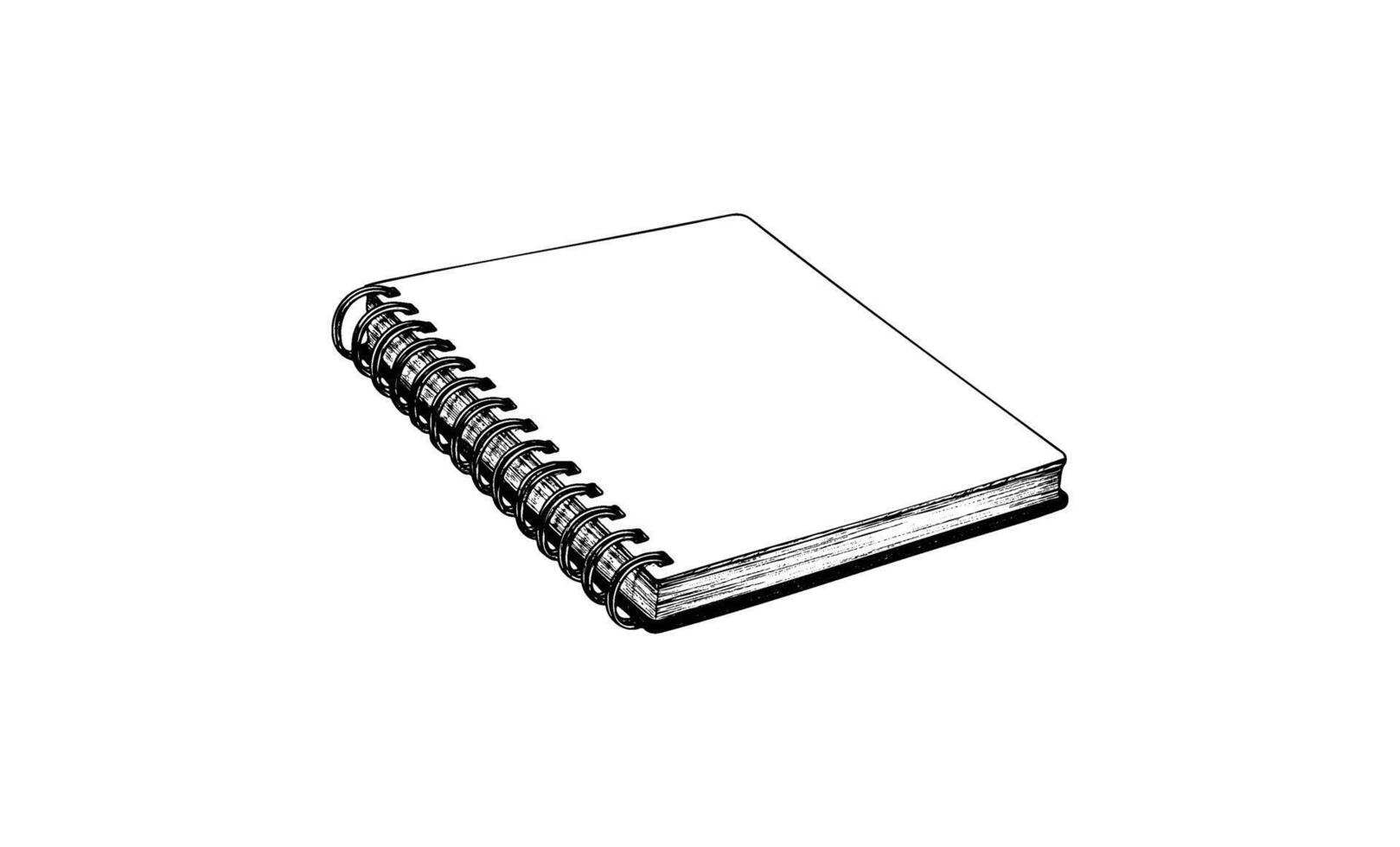 Blank spiral notebook sketch with detailed wire binding on plain background vector